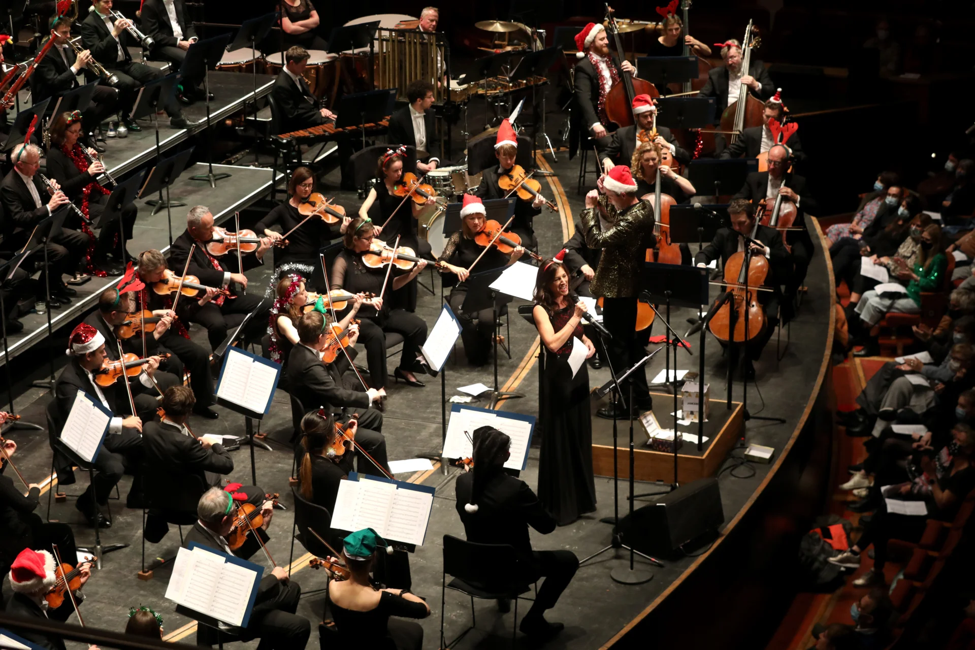 Annual Christmas Concert with the Royal Philharmonic Orchestra at the Brighton Dome, East Sussex, UK.

Royal Philharmonic Orchestra
Brighton Festival Chorus
Brighton Festival Youth Choir

Conductor James Morgan
Mezzo Soprano Juliette Pochin
Baritone Alex Otterburn 

Join our musicians and singers for our annual joyful celebration of Christmas. James Morgan will conduct the Royal Philharmonic Orchestra with renowned Mezzo-Soprano Juliette Pochin, Baritone Alex Otterburn, Brighton Festival Chorus and Brighton Festival Youth Choir.

Come and sing along to all your favourite carols, rousing fanfares and Yuletide songs. As ever, we’ll read out your best and worst Christmas jokes and you may even be asked to try your hand at conducting!

This is a firm festive favourite and a wonderful way to experience the magic of the Christmas season with family and friends.

Photograph by Sam Stephenson, 07880 703135, www.samstephenson.co.uk.